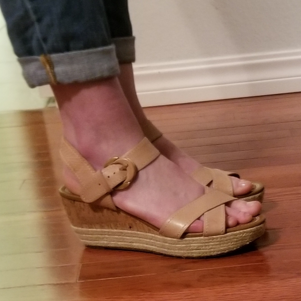 Franco Sarto Sandals, 9 1/2M, Nude / Beige / Cream